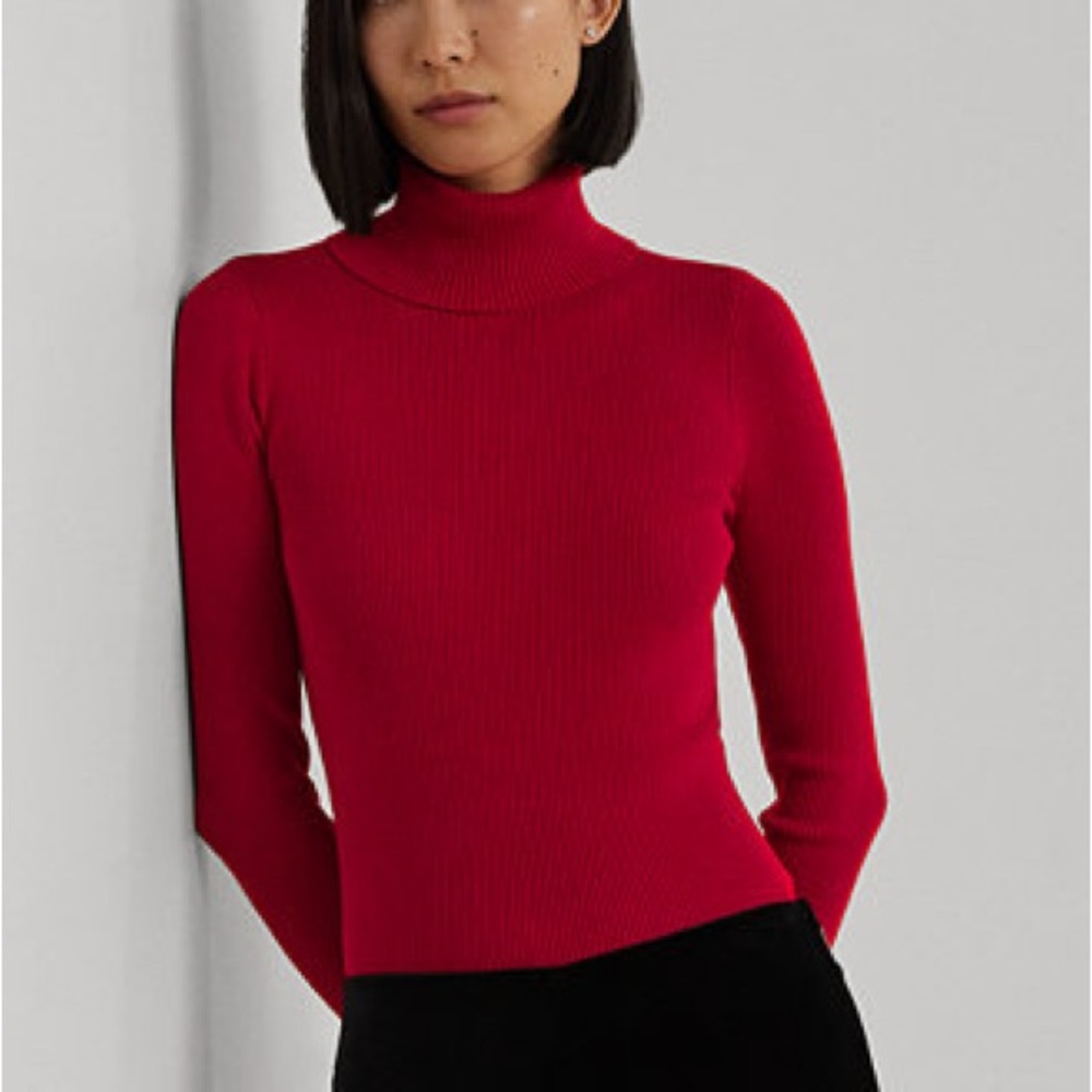 Lauren Ralph Lauren Ribbed Turtleneck Sweater - red